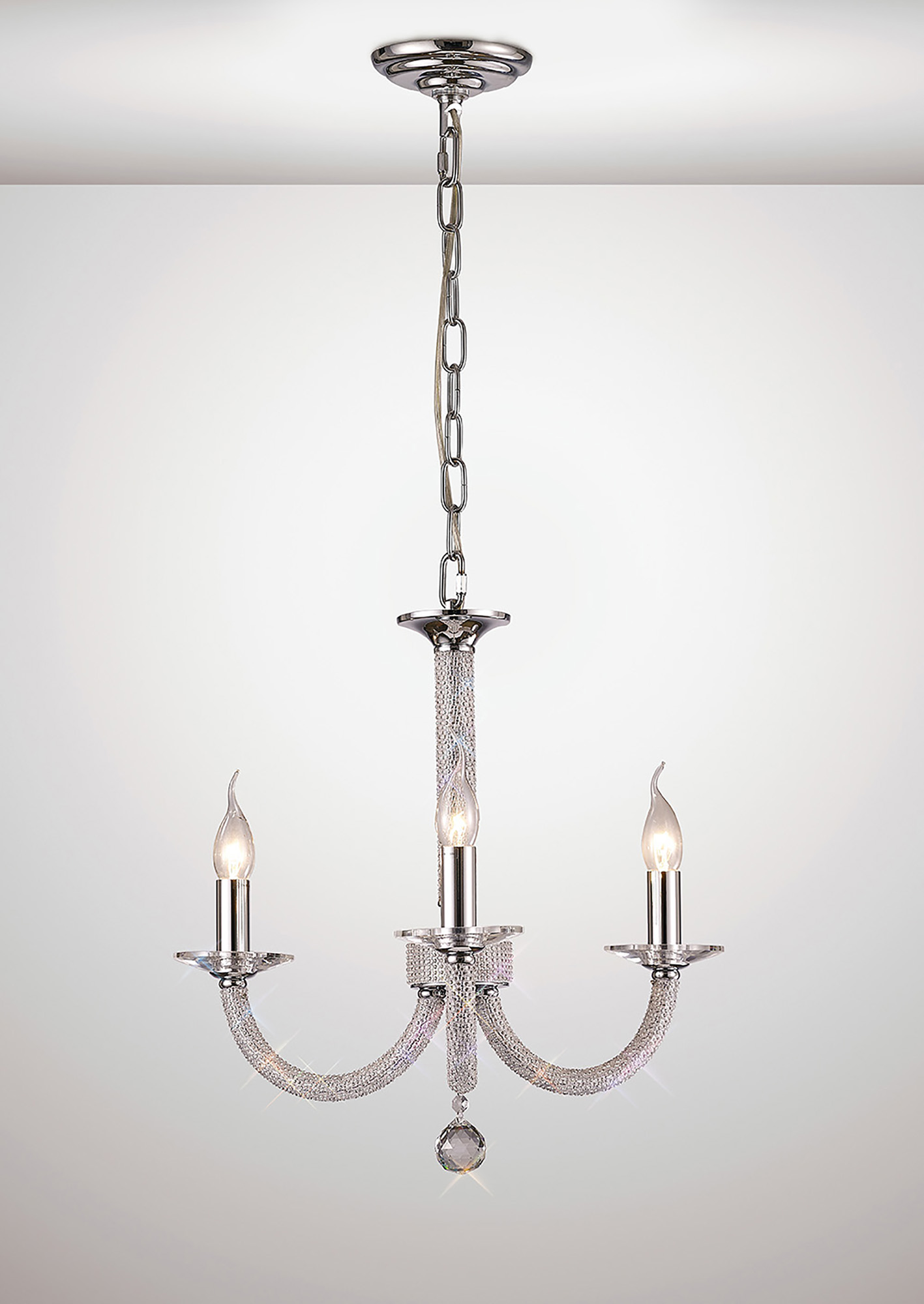 IL30513  Elena Crystal Pendant 3 Light Polished Chrome